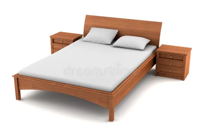 Home wooden bed isolated white background 12713362