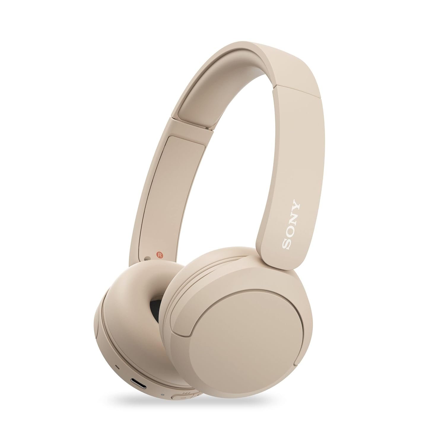 sony wh ch520 wireless bluetooth headphones on ear with mic, up to 50hrs battery, quick charge, dsee upscale, multipoint connectivity, voice assistant, customized eq beige