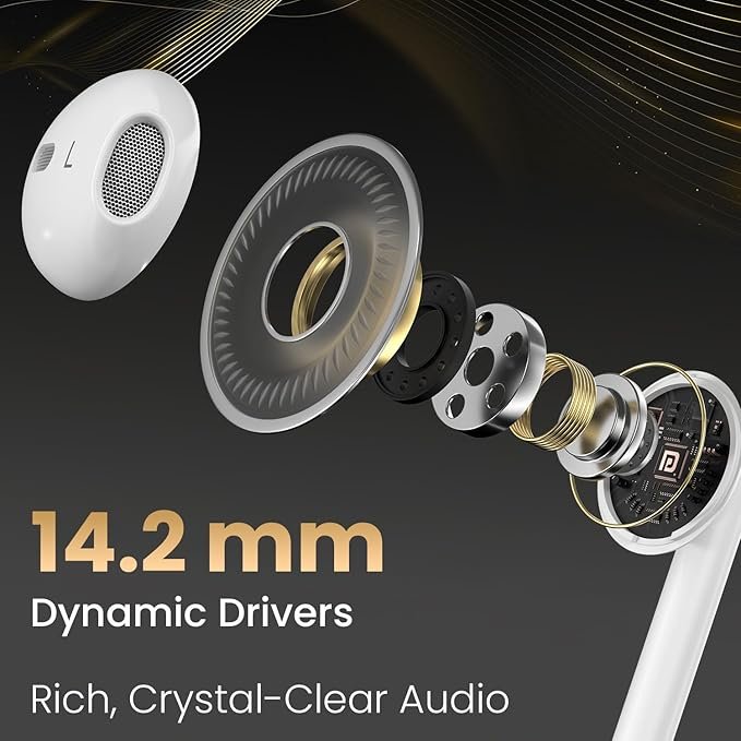 portronics conch theta c in ear type c wired earphones with in line hd mic, powerful audio, 14.2mm driver, unique earbuds design, tpe anti tangle wire, in line controls, wide compatibility(white)