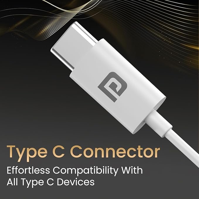 portronics conch theta c in ear type c wired earphones with in line hd mic, powerful audio, 14.2mm driver, unique earbuds design, tpe anti tangle wire, in line controls, wide compatibility(white)