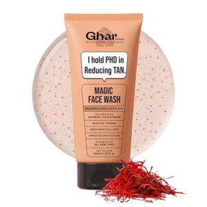 ghar soaps magic de tan face wash with saffron & glutathione 100ml | tan removal, brightening and glowing skin i for all skin type i for men & women